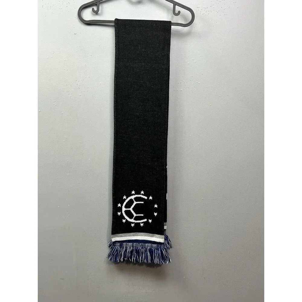 CASA Soccer Scarf Knit Acrylic Supporter Black White‎ Fringe Adult Fan